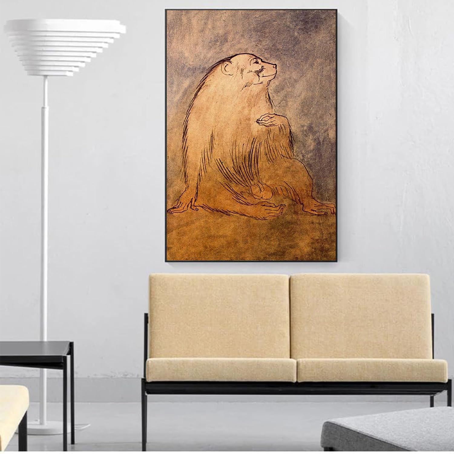 Amazon.co.jp: ピカソ展ポスター《座っている猿》キャンバス絵画ピカソ